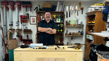Vic Tesolin in his new wood shop.