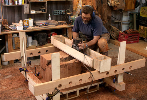Router Jig Turns Stumps into Beautiful Side Tables ... Router Jig Turns Stumps into Beautiful Side Tables ...