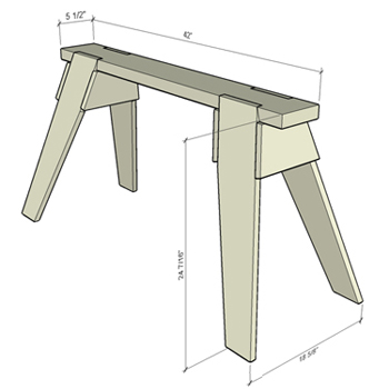 classic sawhorse plans cad drawing